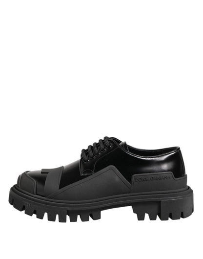 Dolce & Gabbana Men's Calf Leather & Patent Derby Lace-Up Shoes - Black