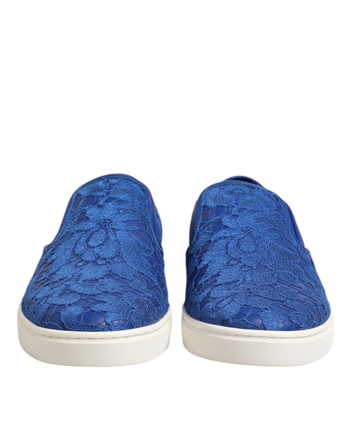 Dolce & Gabbana Men's Slip On Calfskin Leather Cotton Polyester & Viscose Sneakers - Blue