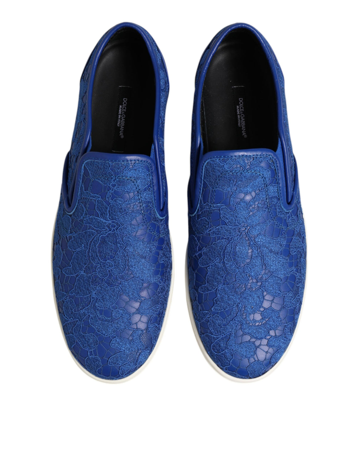 Dolce & Gabbana Men's Slip On Calfskin Leather Cotton Polyester & Viscose Sneakers - Blue