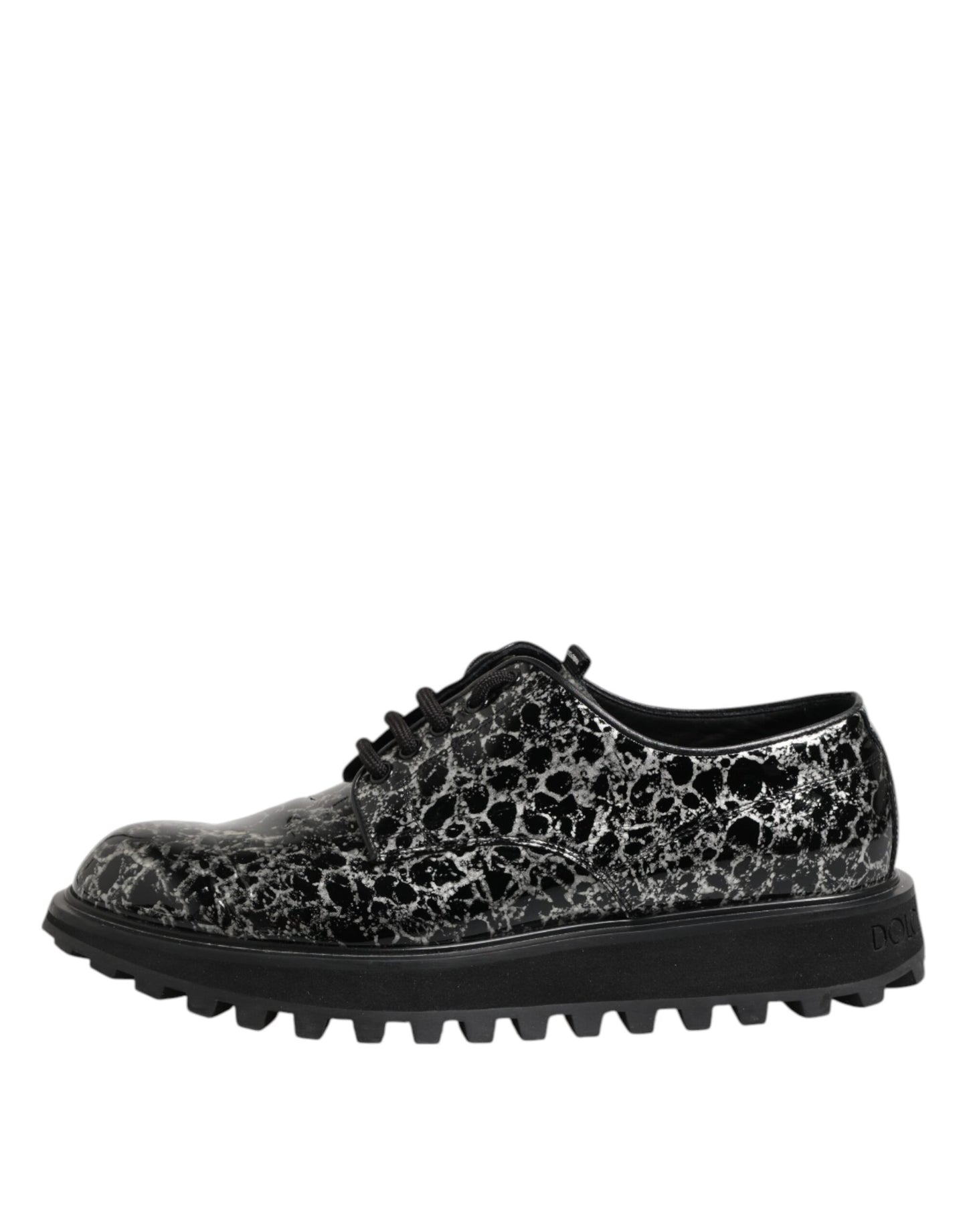 Dolce & Gabbana Black White Calfskin Chunky Derby Shoes