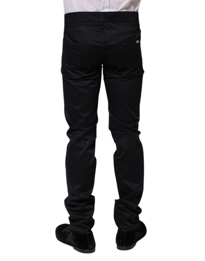 Dolce & Gabbana Black Cotton Skinny Mid Waist Pants