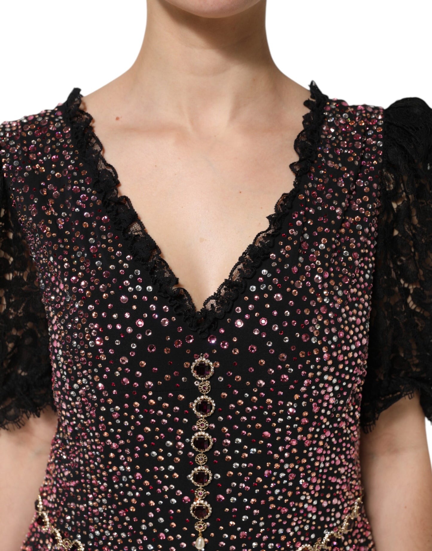 Dolce & Gabbana Multicolor Embellished Mermaid Gown Dress