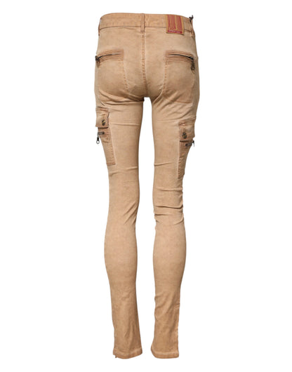 PLEIN SUD Women's Skinny Mid Rise Stretch Denim Cotton Jeans - Brown