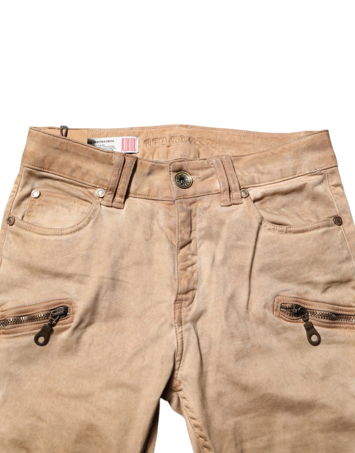 PLEIN SUD Women's Skinny Mid Rise Stretch Denim Cotton Jeans - Brown