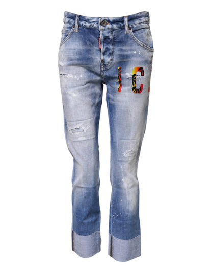 Dsquared² 9 To 5 Women's Skinny Mid Rise Stretch Denim Cotton Jeans - Blue