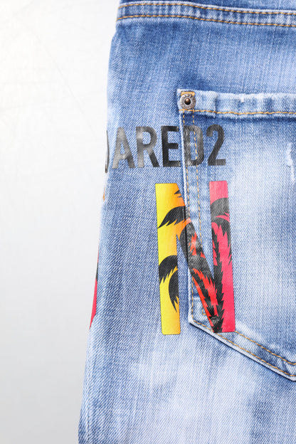 Dsquared² 9 To 5 Women's Skinny Mid Rise Stretch Denim Cotton Jeans - Blue