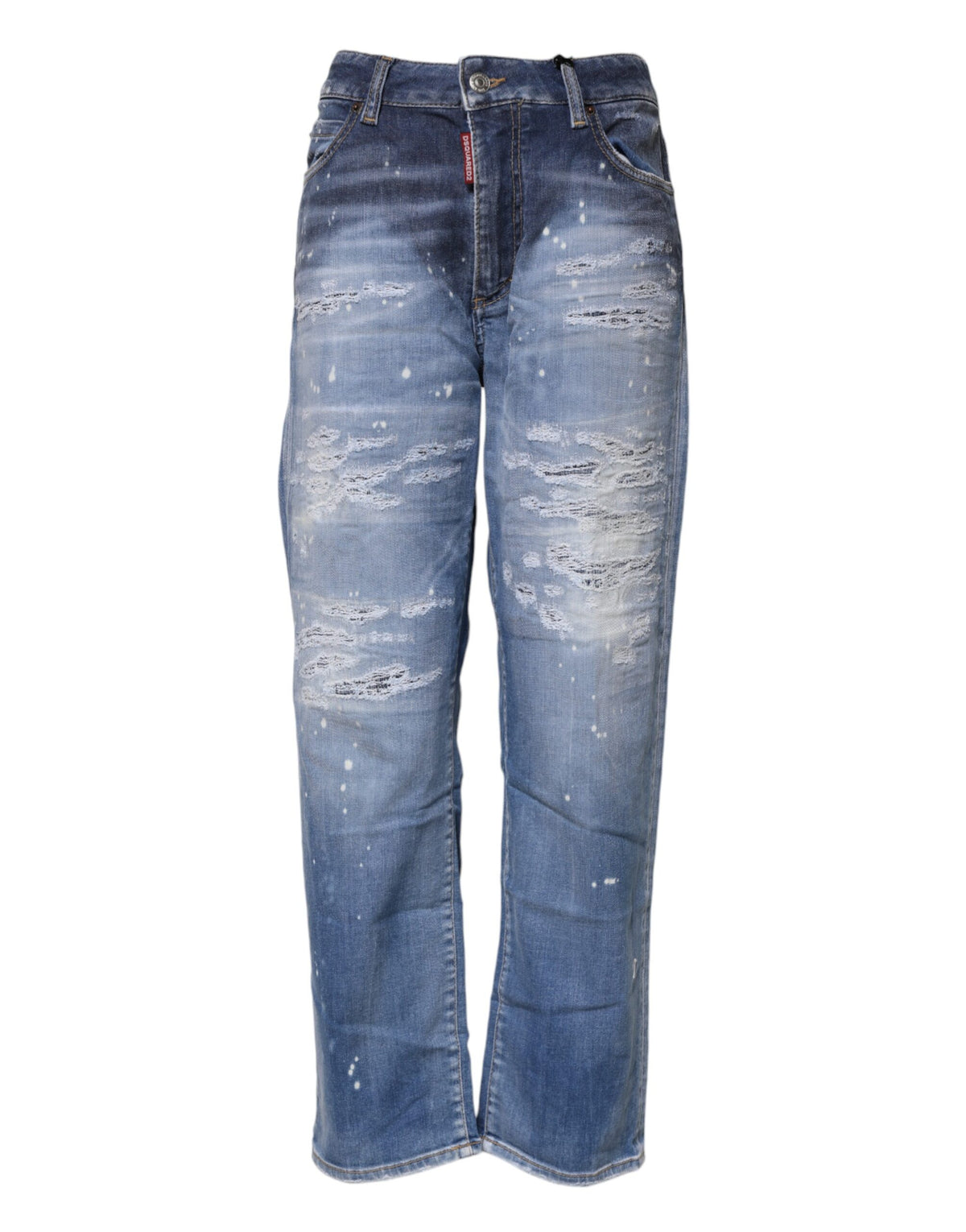 Dsquared² Women's Straight Mid Rise Stretch Denim Cotton Jeans - Blue