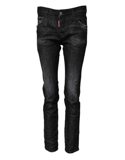 Dsquared² 9 To 5 Women's Skinny Mid Rise Stretch Denim Cotton Jeans - Black