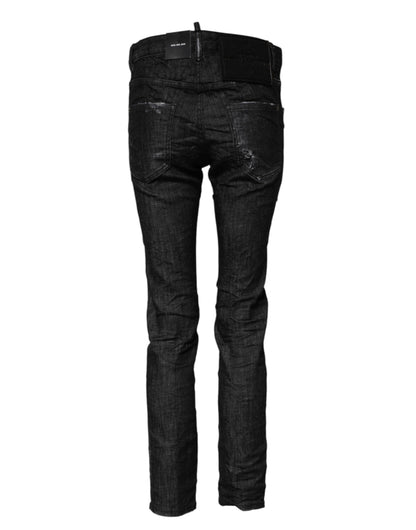 Dsquared² 9 To 5 Women's Skinny Mid Rise Stretch Denim Cotton Jeans - Black