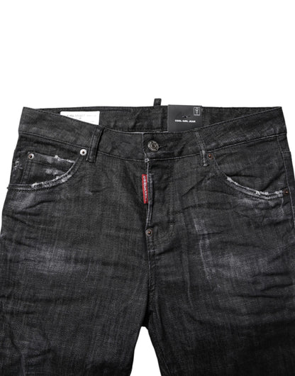 Dsquared² 9 To 5 Women's Skinny Mid Rise Stretch Denim Cotton Jeans - Black