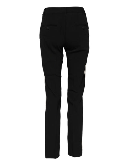 Dolce & Gabbana Women's Tapered Leg Regular Fit Mid Rise Silk Wool & Elastane Jeans - Black