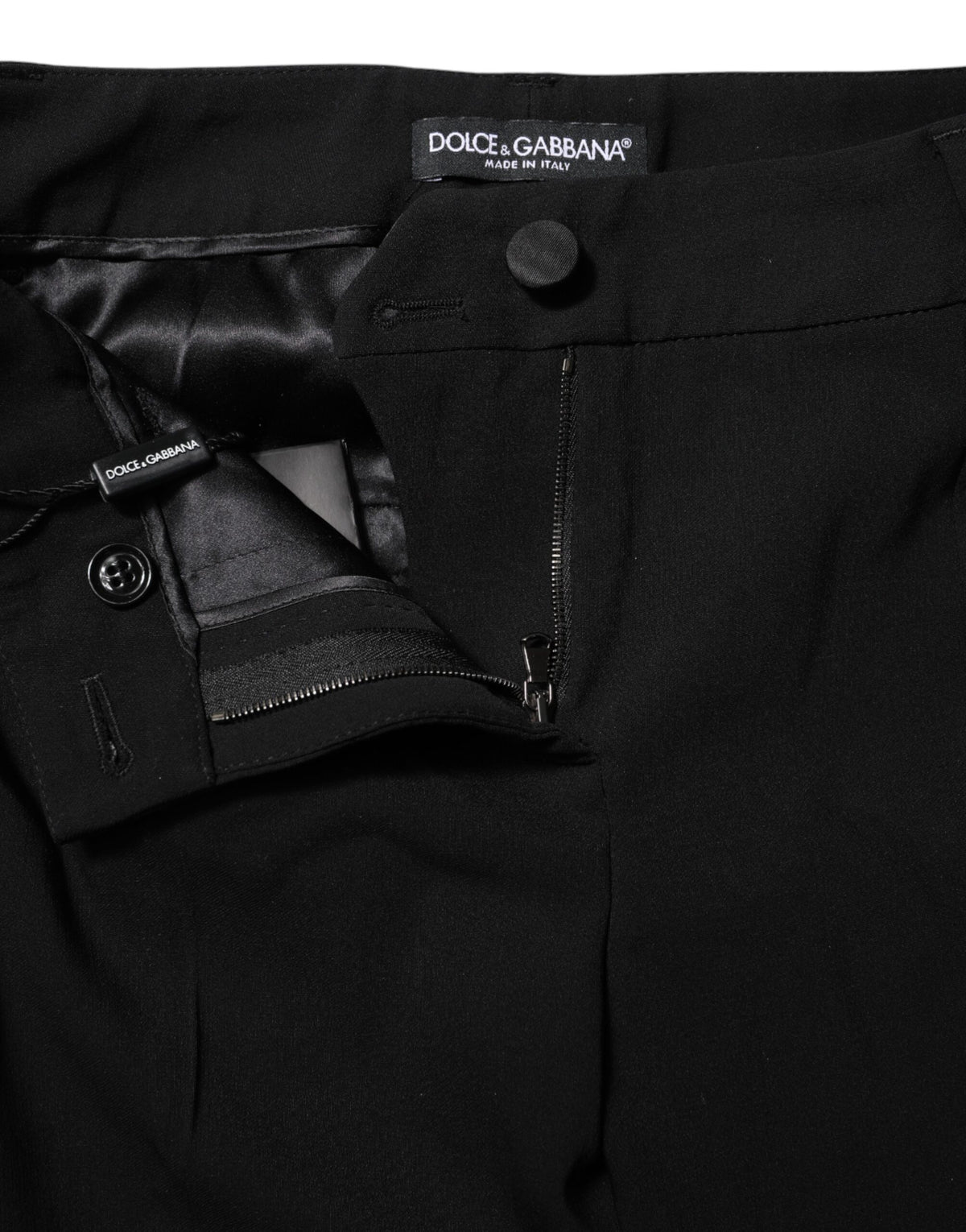 Dolce & Gabbana Women's Tapered Leg Regular Fit Mid Rise Silk Wool & Elastane Jeans - Black