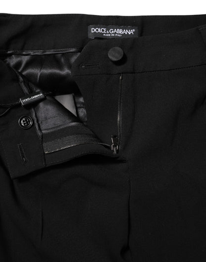 Dolce & Gabbana Women's Tapered Leg Regular Fit Mid Rise Silk Wool & Elastane Jeans - Black
