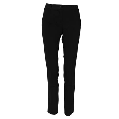 Dolce & Gabbana Women's Tapered Leg Regular Fit Mid Rise Silk Wool & Elastane Jeans - Black