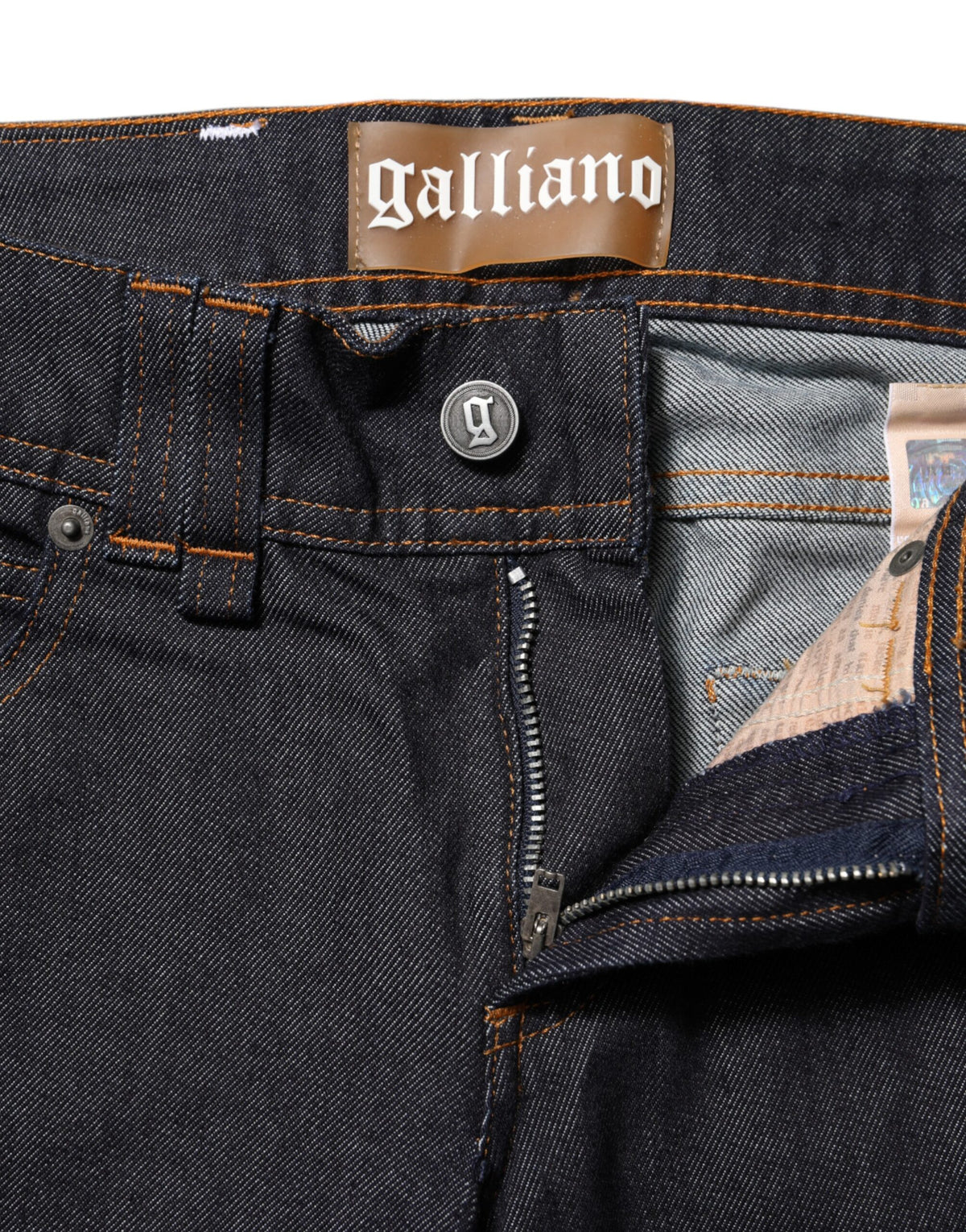 John Galliano Women's Flared Wide Mid Rise Stretch Denim Cotton Jeans - Dark Blue