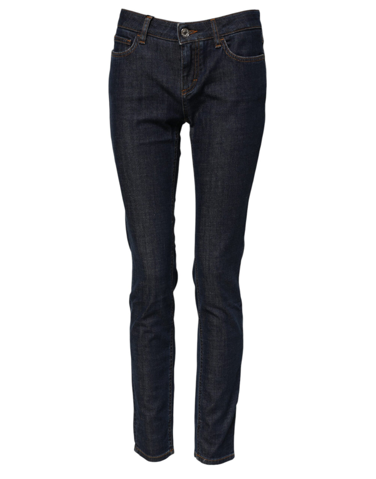 Dolce & Gabbana Women's Skinny Regular Fit Mid Rise Stretch Denim Cotton Jeans - Dark Blue