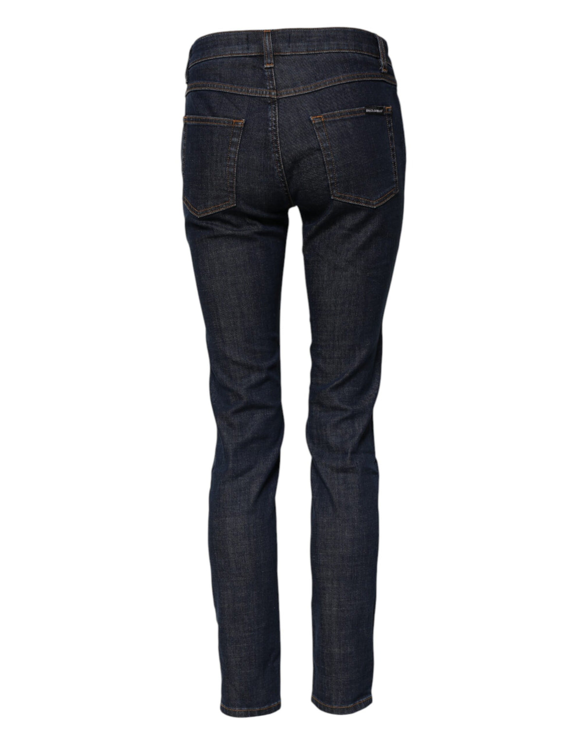 Dolce & Gabbana Women's Skinny Regular Fit Mid Rise Stretch Denim Cotton Jeans - Dark Blue