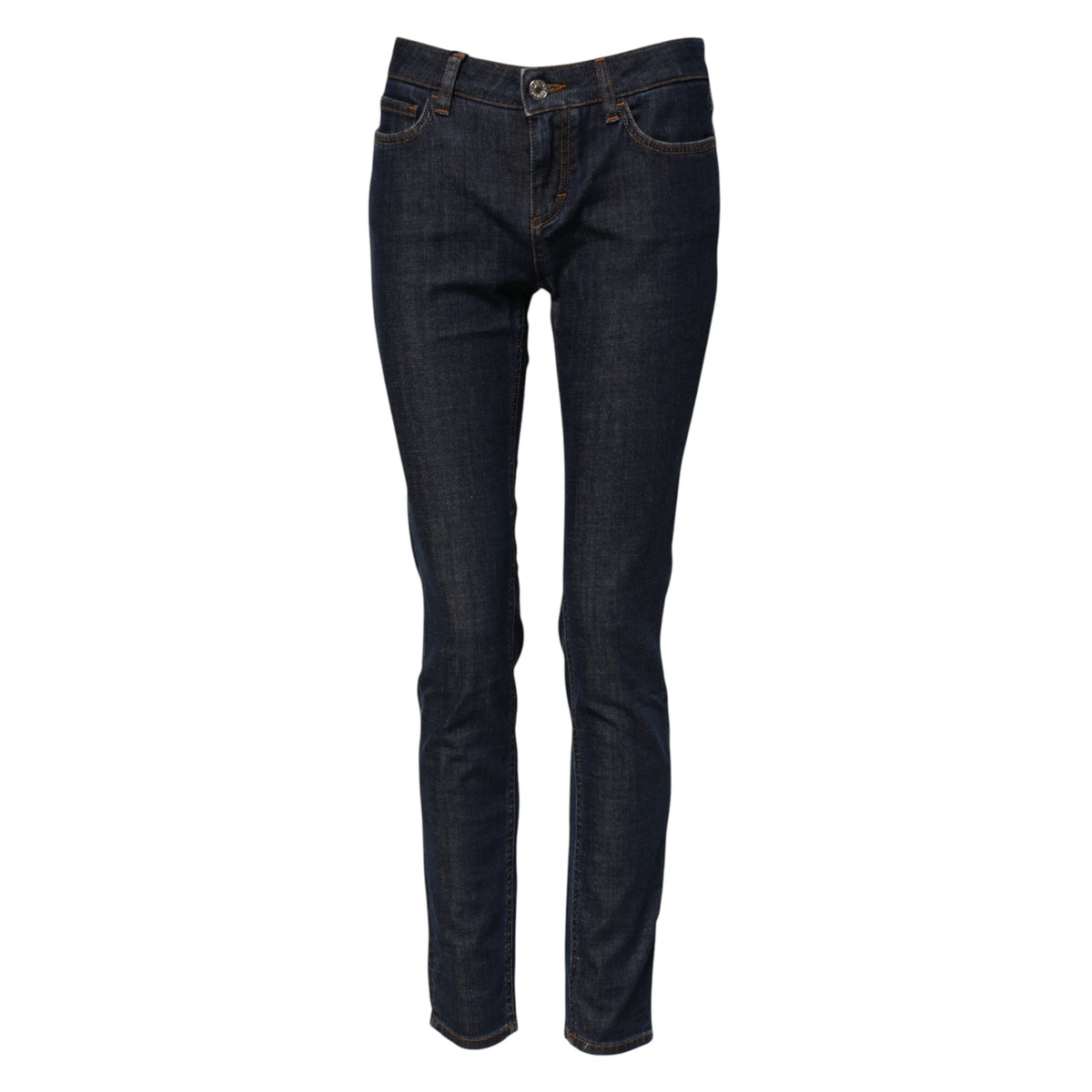 Dolce & Gabbana Women's Skinny Regular Fit Mid Rise Stretch Denim Cotton Jeans - Dark Blue