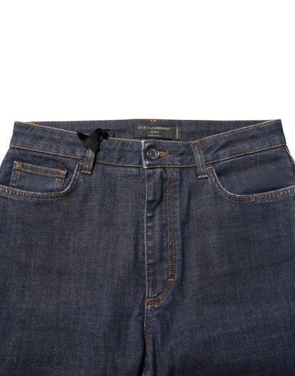 Dolce & Gabbana Audrey Women's Skinny Regular Fit Mid Rise Stretch Denim Cotton Jeans - Dark Blue