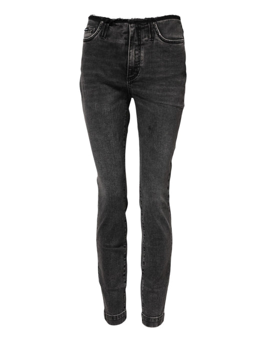 Dolce & Gabbana Women's Skinny Regular Fit Mid Rise Stretch Denim Cotton Jeans - Dark Gray
