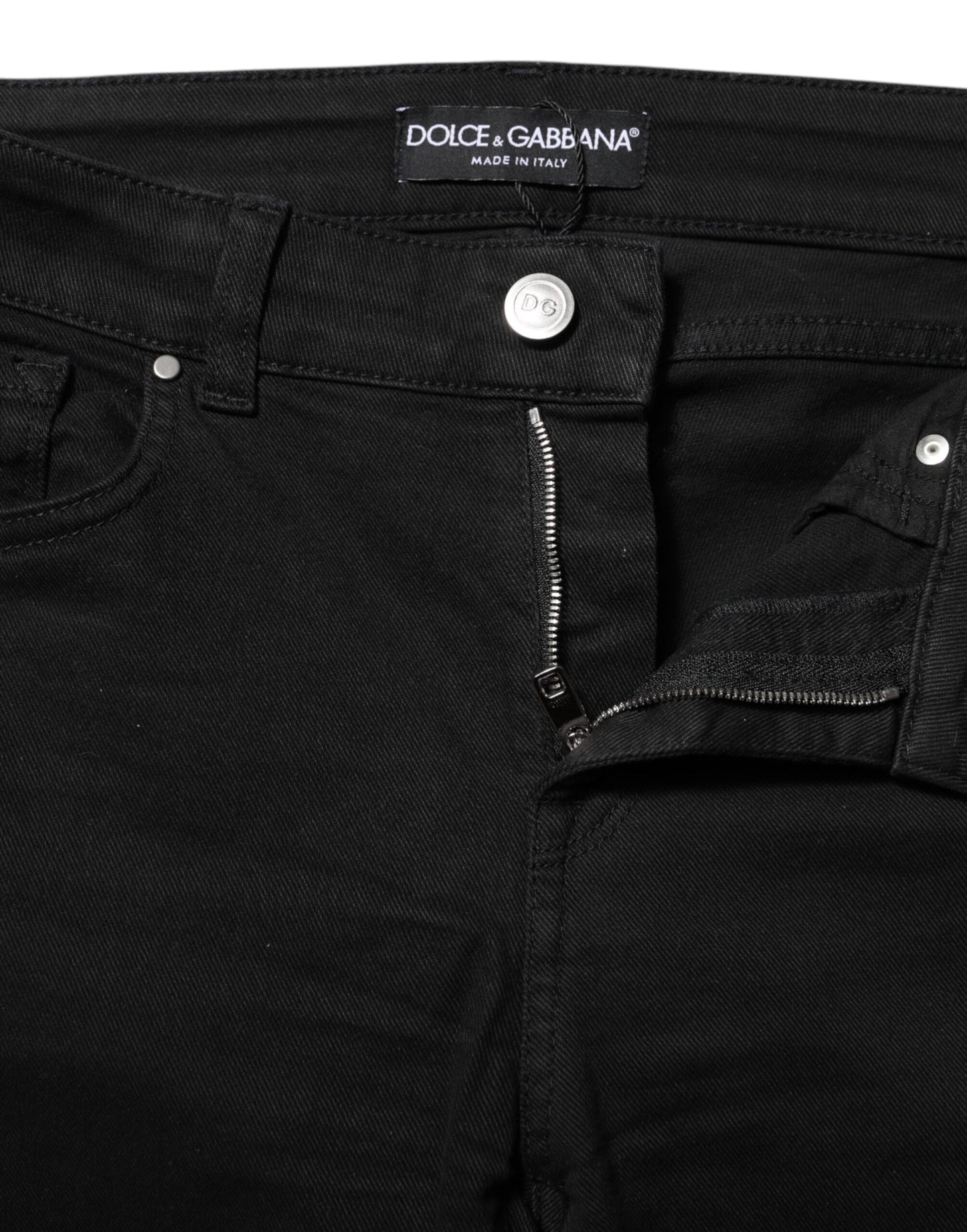 Dolce & Gabbana Black Skinny Cotton Mid Waisted Denim Jeans
