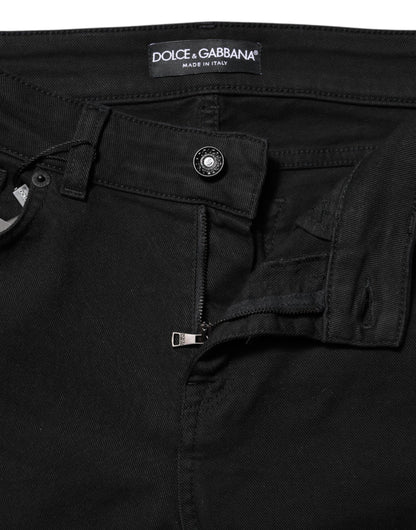 Dolce & Gabbana Women's Skinny Regular Fit Mid Rise Stretch Denim Cotton Jeans - Black