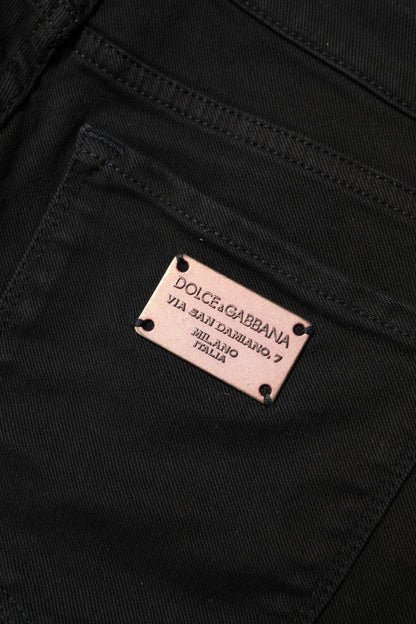 Dolce & Gabbana Women's Skinny Regular Fit Mid Rise Stretch Denim Cotton Jeans - Black