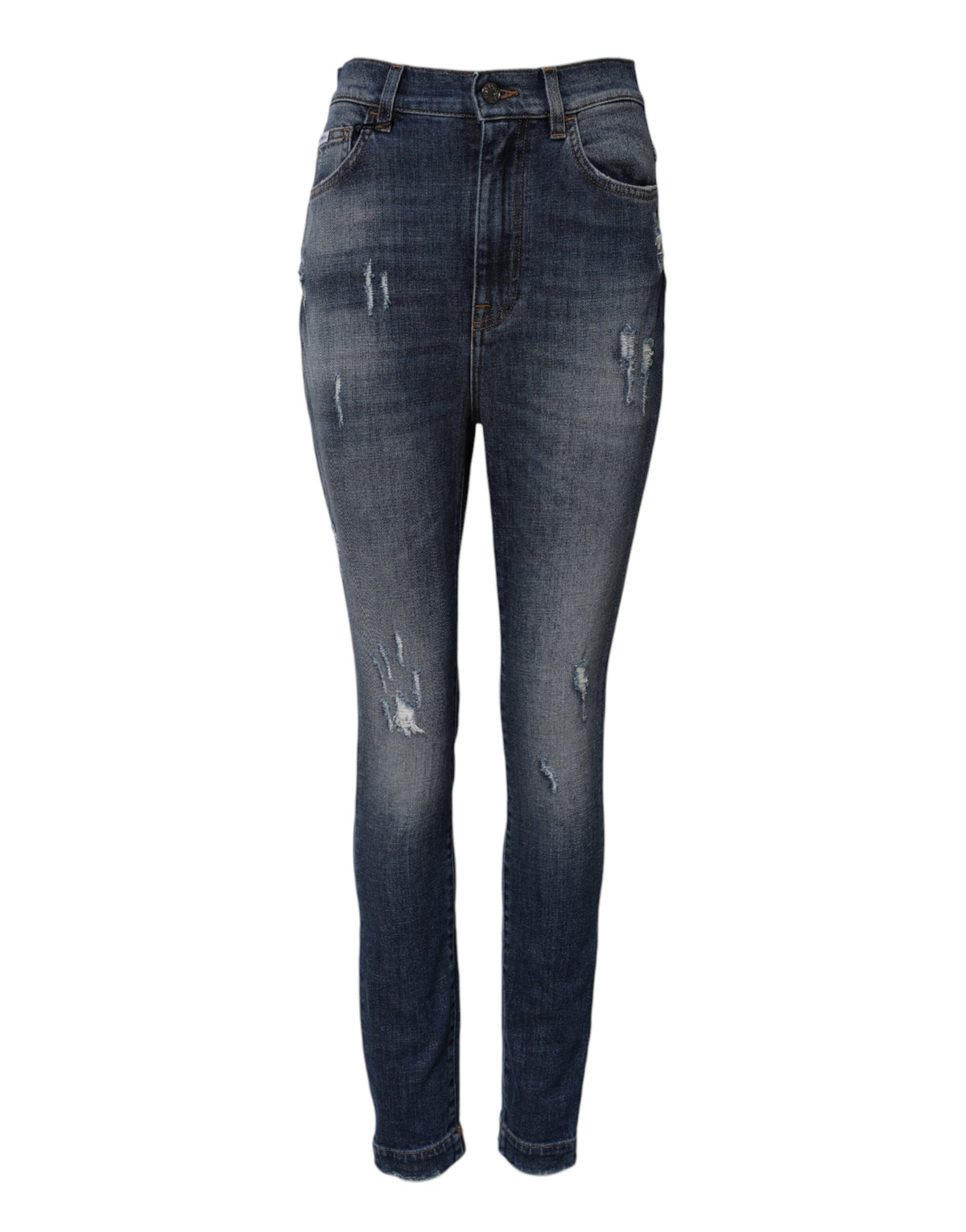 Dolce & Gabbana Women's Skinny Regular Fit High Rise Stretch Denim Cotton Jeans - Blue