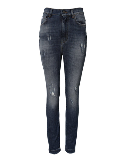 Dolce & Gabbana Women's Skinny Regular Fit High Rise Stretch Denim Cotton Jeans - Blue