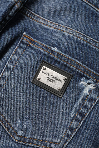 Dolce & Gabbana Women's Skinny Regular Fit High Rise Stretch Denim Cotton Jeans - Blue