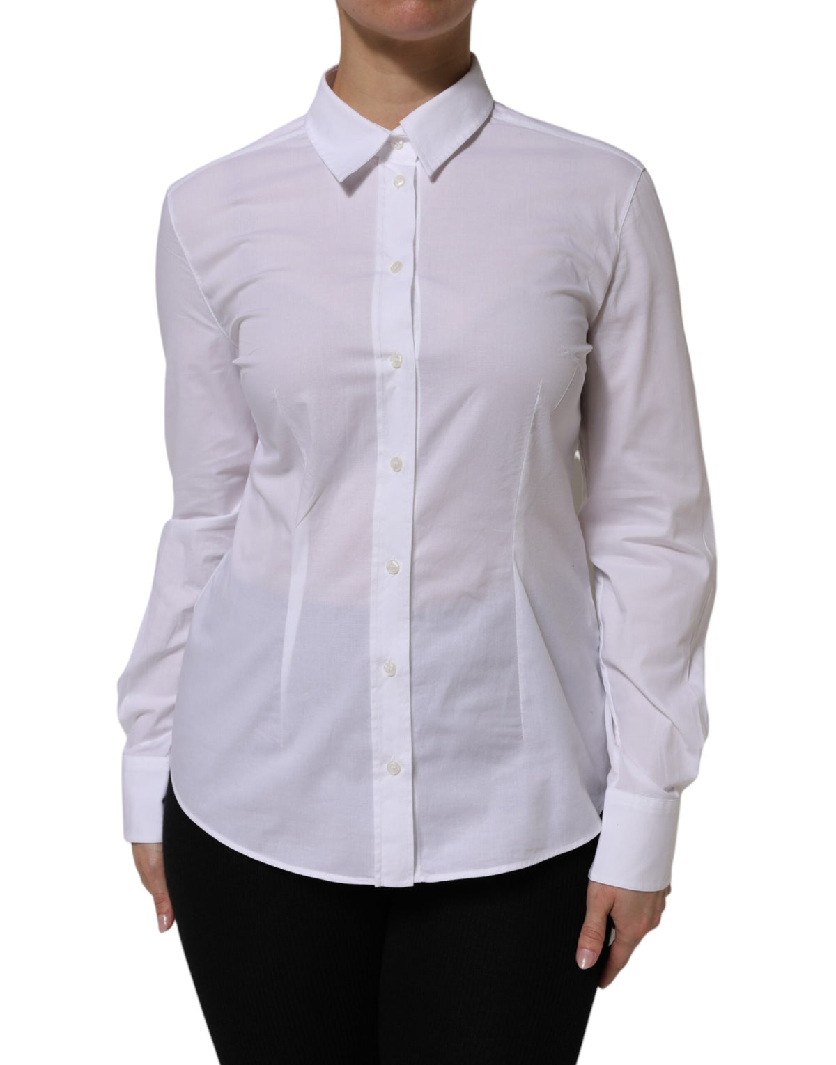 Dolce & Gabbana Women's Long-Sleeve Stretch Cotton Shirt - White