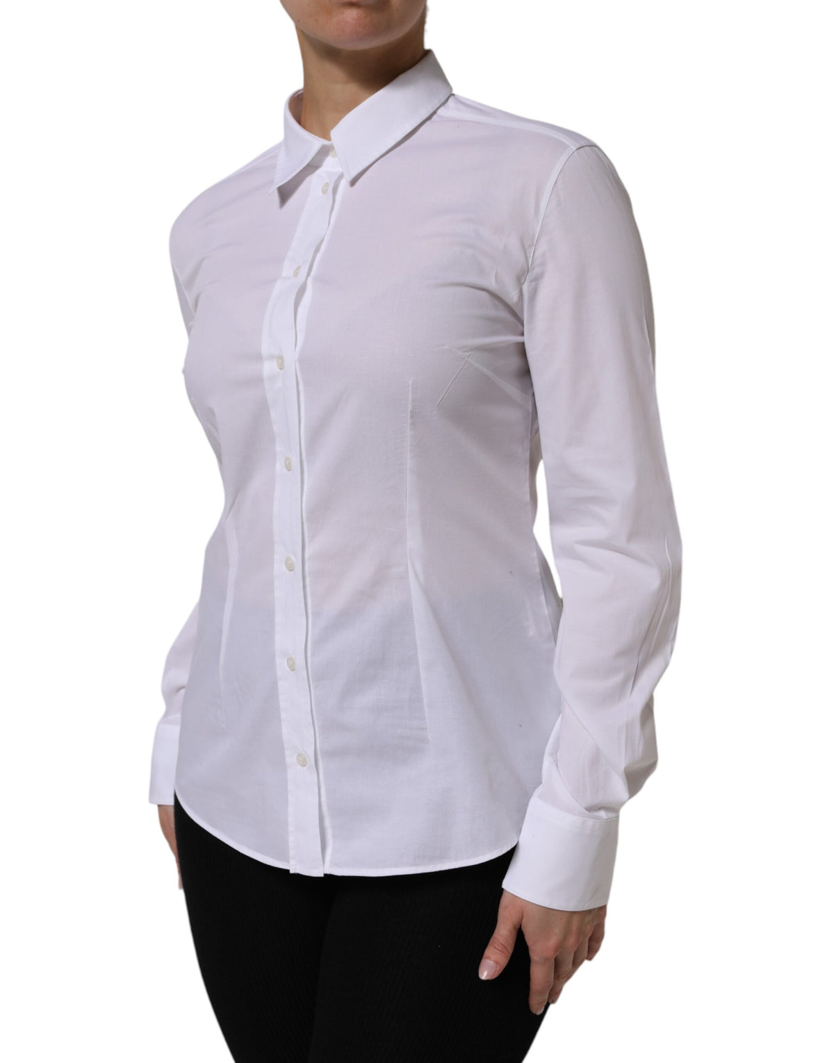 Dolce & Gabbana Women's Long-Sleeve Stretch Cotton Shirt - White