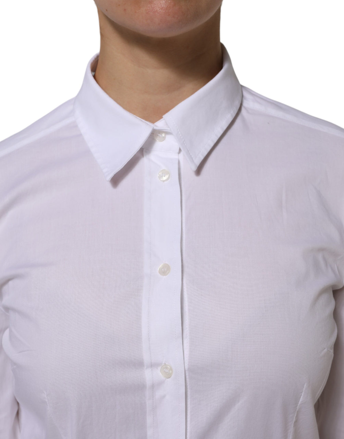 Dolce & Gabbana Women's Long-Sleeve Stretch Cotton Shirt - White