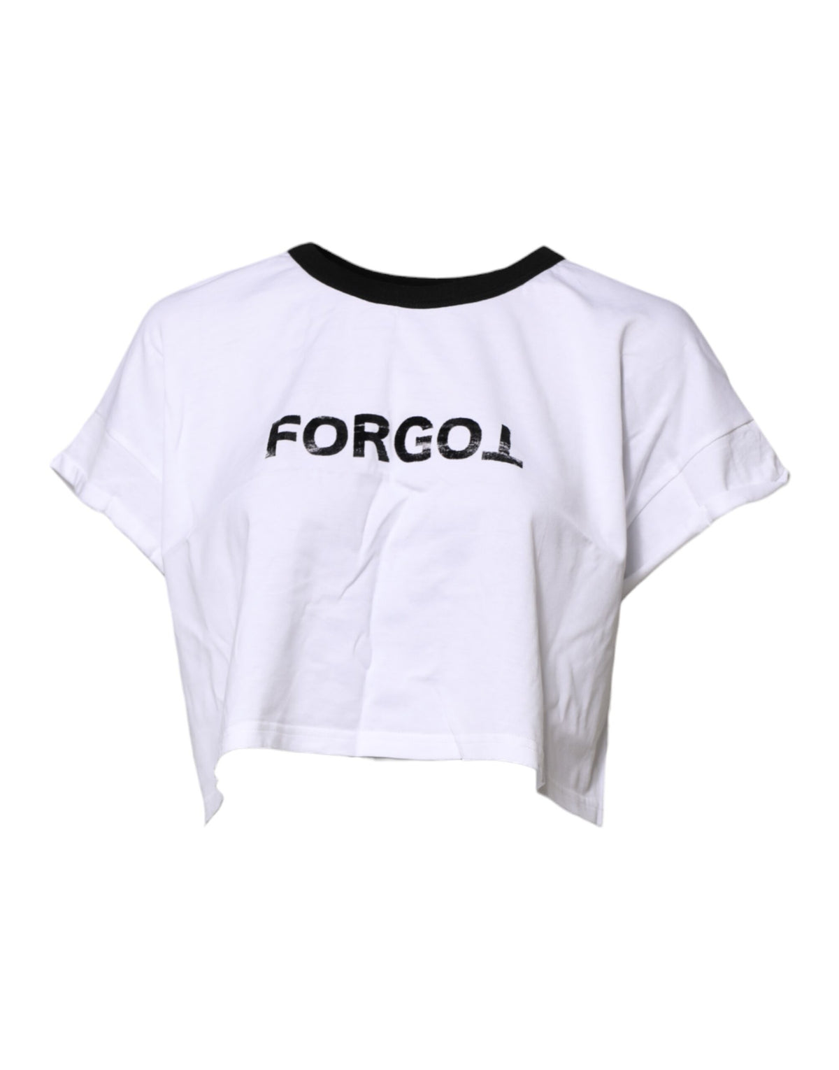 Dolce & Gabbana Women's Crop Top Cropped Short-Sleeve Crew Neck Cotton T-Shirt - White Print
