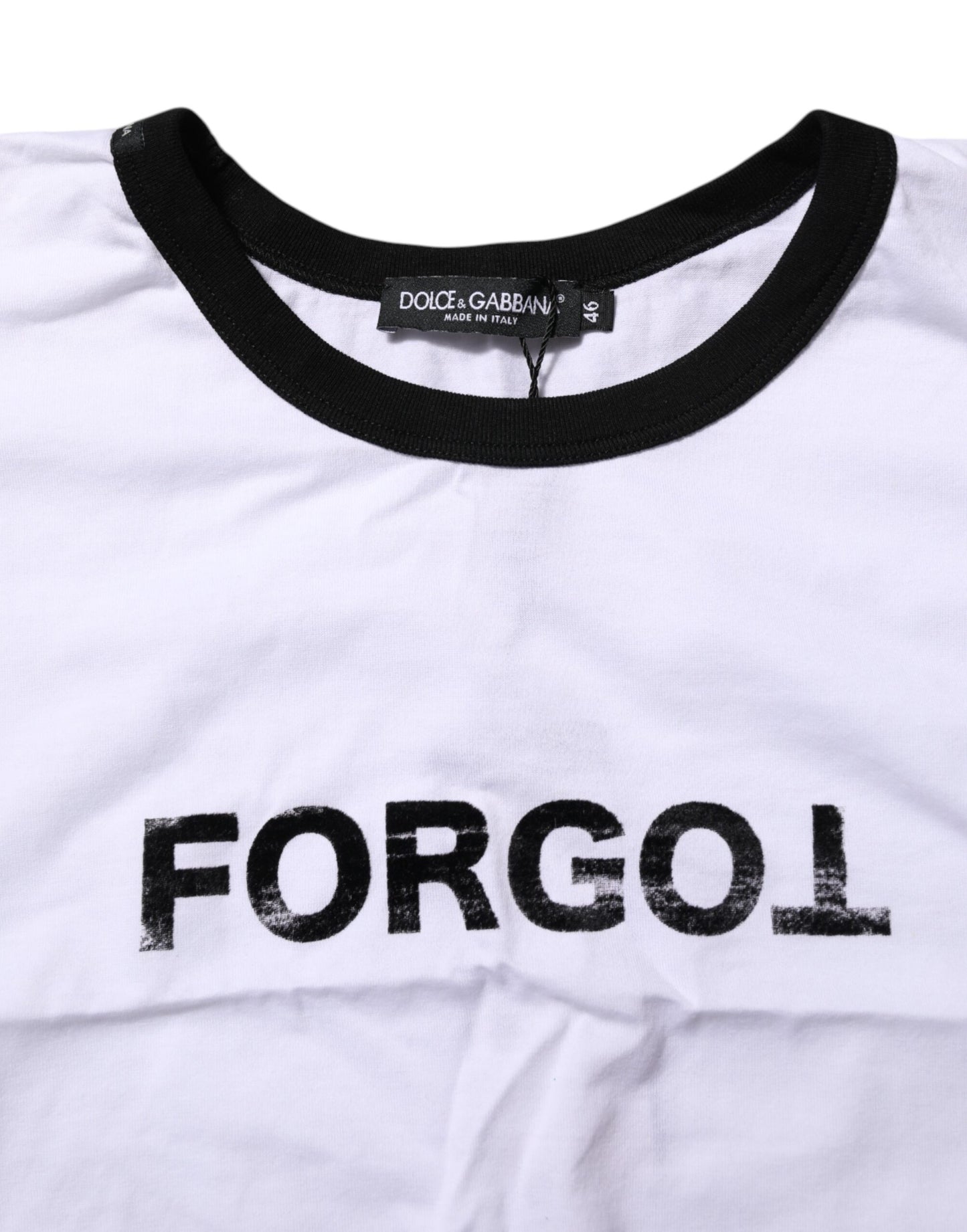 Dolce & Gabbana White Graphic Print Crew Neck Cropped T-shirt
