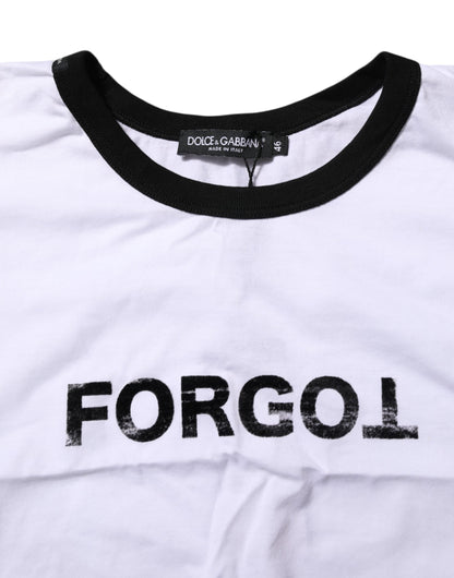 Dolce & Gabbana Women's Crop Top Cropped Short-Sleeve Crew Neck Cotton T-Shirt - White Print