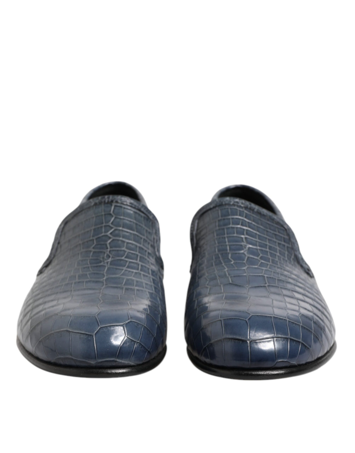 Dolce & Gabbana Men's Crocodile Skin Leather Loafer Slip-On Shoes - Blue