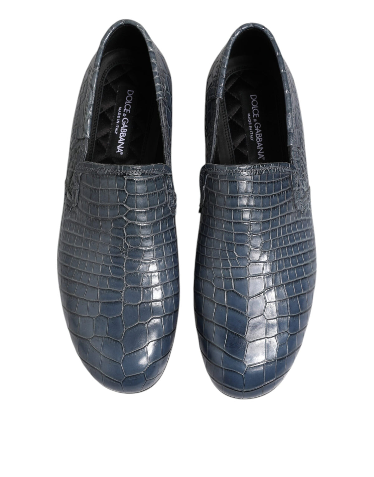 Dolce & Gabbana Men's Crocodile Skin Leather Loafer Slip-On Shoes - Blue