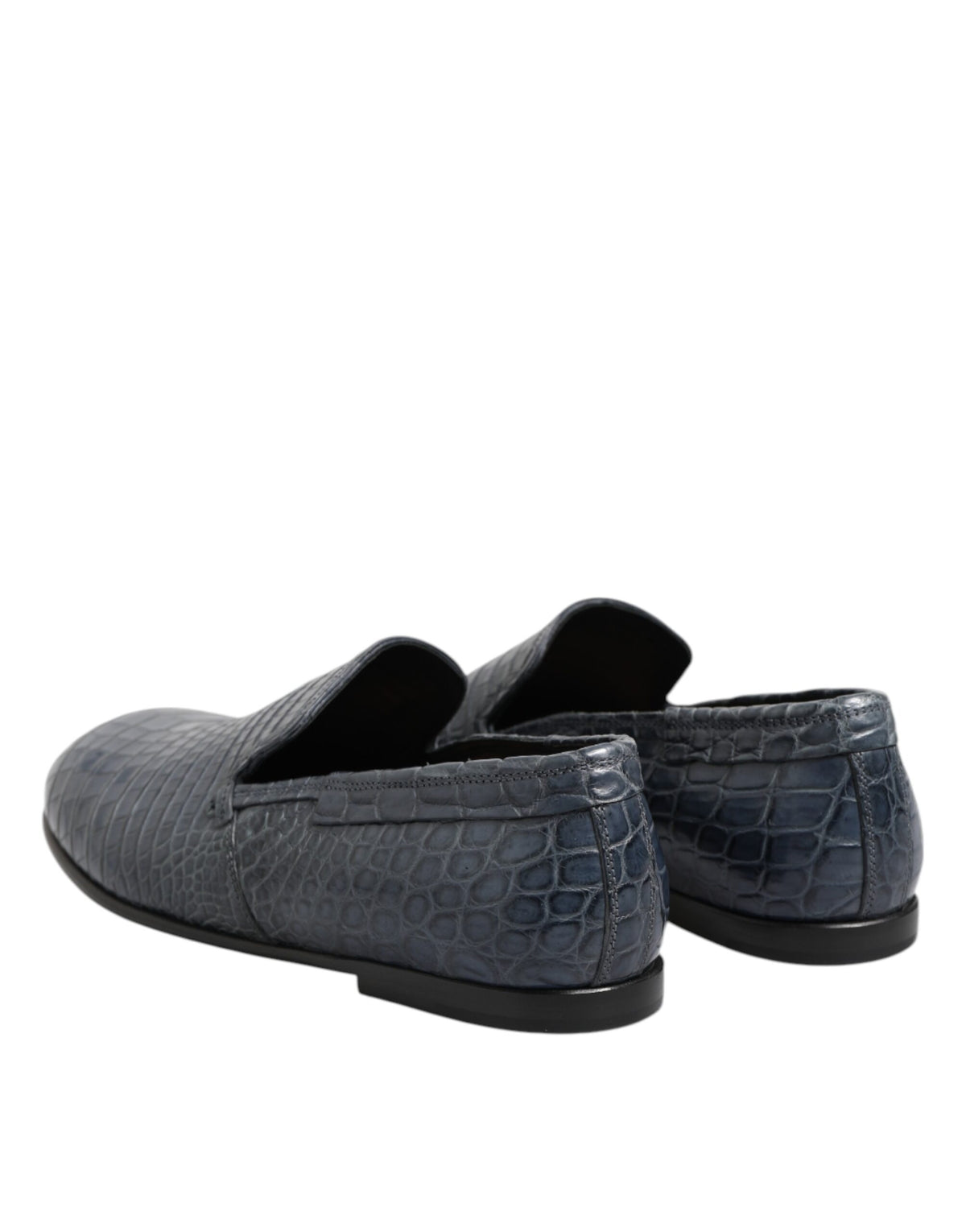Dolce & Gabbana Men's Crocodile Skin Leather Loafer Slip-On Shoes - Blue