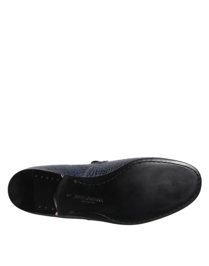 Dolce & Gabbana Men's Crocodile Skin Leather Loafer Slip-On Shoes - Blue