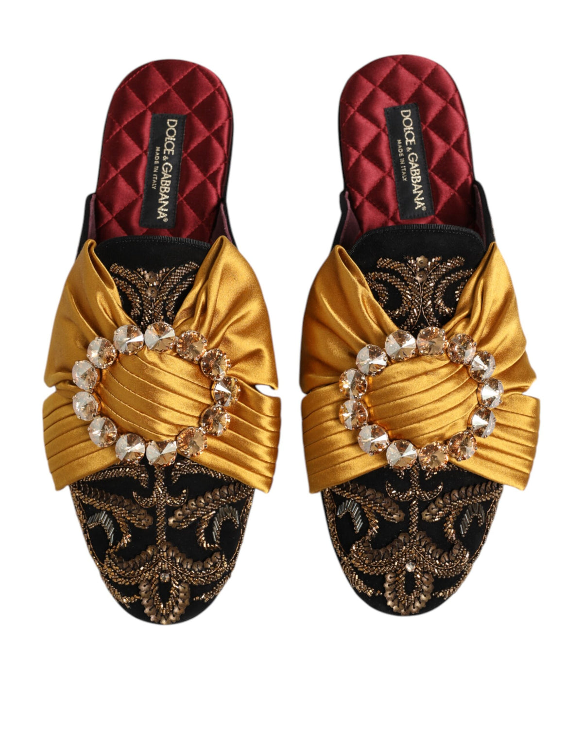 Dolce & Gabbana Women's Cotton Leather Silk & Viscose Flat Sandals - Multicolor