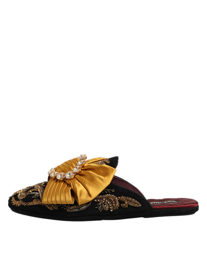 Dolce & Gabbana Women's Cotton Leather Silk & Viscose Flat Sandals - Multicolor