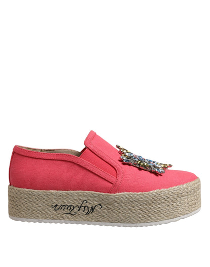 Twinset Women's Canvas Leather & Crystal Heels - Pink