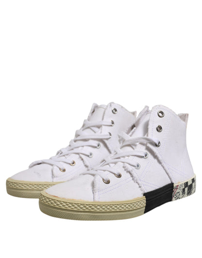 Maison Margiela Women's Mid Top Leather & Canvas Sneakers - White