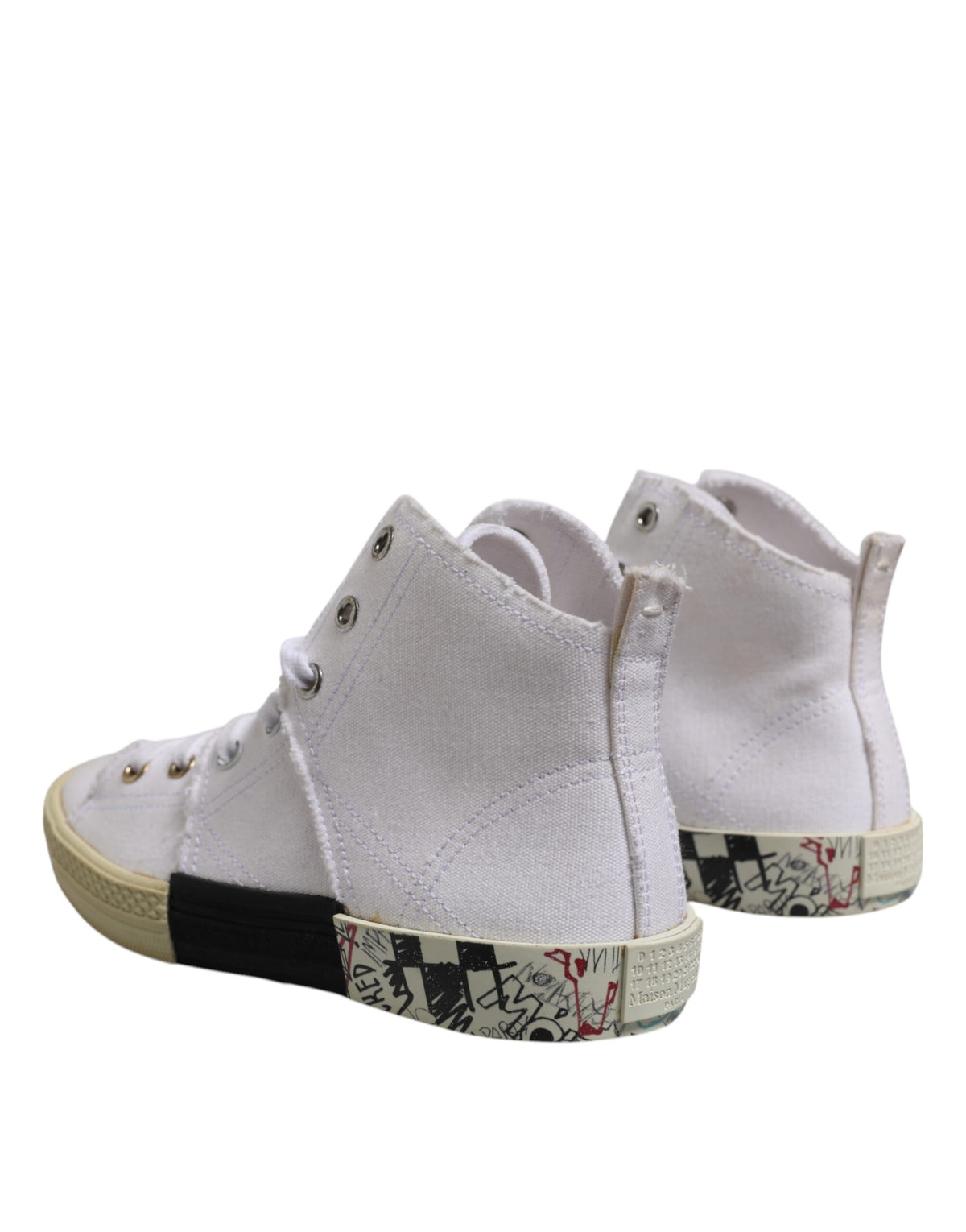 Maison Margiela Women's Mid Top Leather & Canvas Sneakers - White