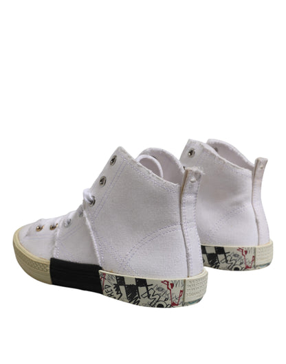 Maison Margiela Women's Mid Top Leather & Canvas Sneakers - White