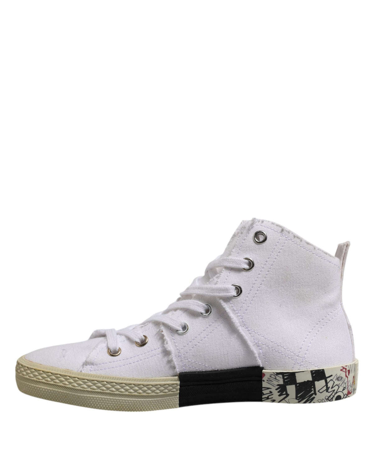Maison Margiela Women's Mid Top Leather & Canvas Sneakers - White
