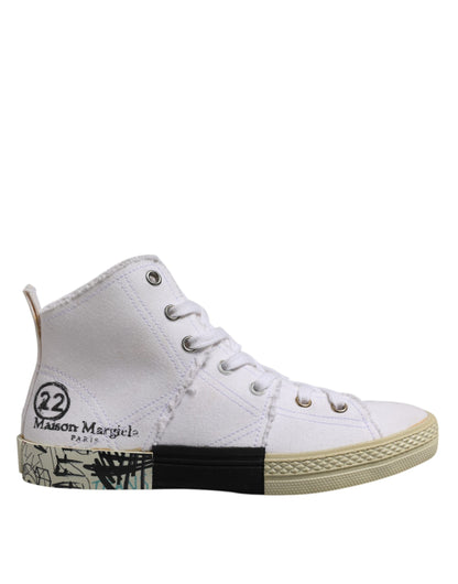 Maison Margiela Women's Mid Top Leather & Canvas Sneakers - White