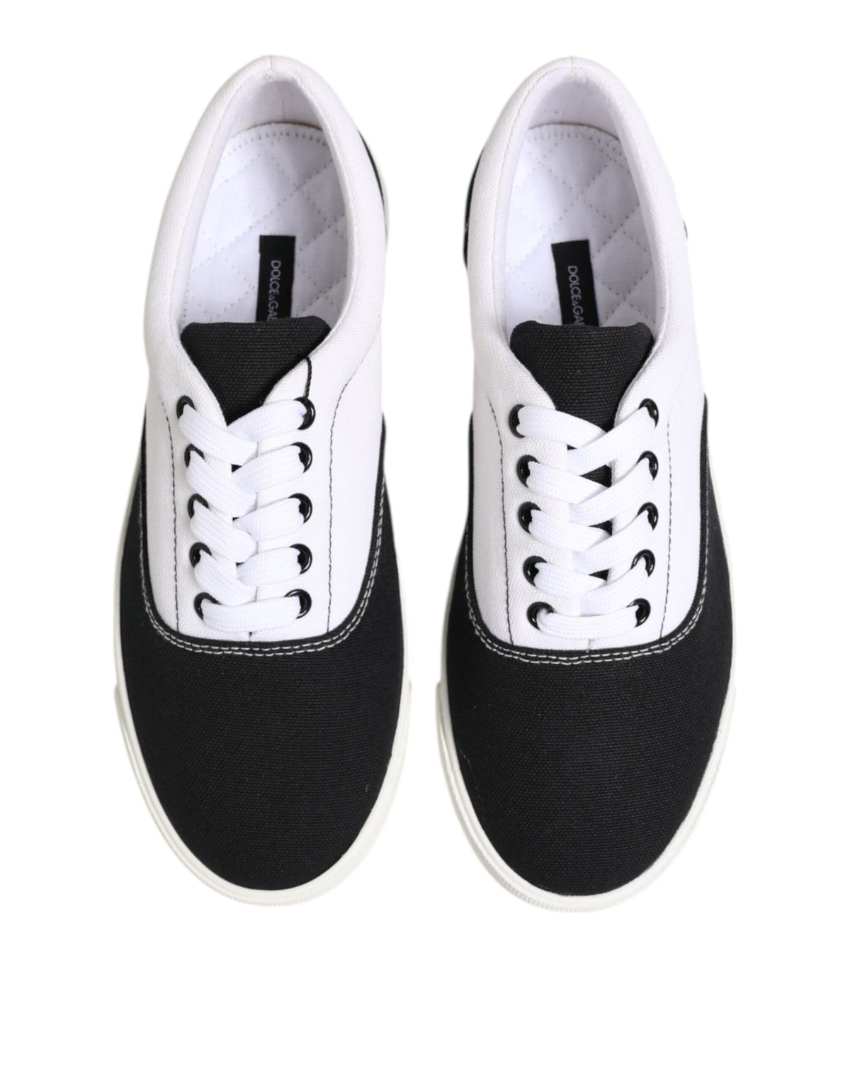 Dolce & Gabbana Men's Low Top Cotton Canvas Sneakers - Black White