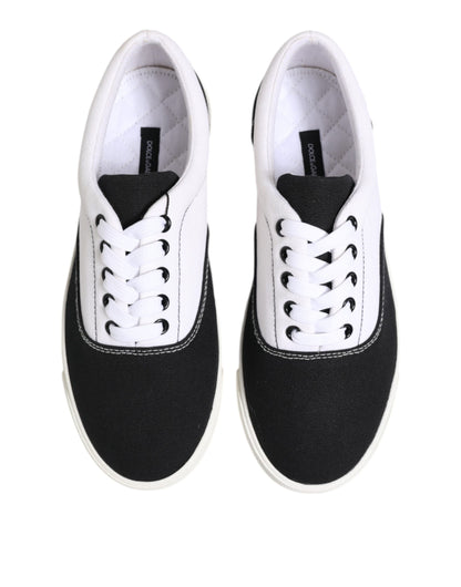 Dolce & Gabbana Men's Low Top Cotton Canvas Sneakers - Black White